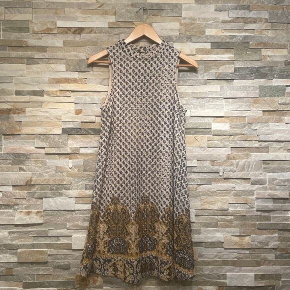 Mod Print Shift Dress Small | Retro A-Line, Sleeveless Marimekko Vibes 60s Style - Picture 2 of 5